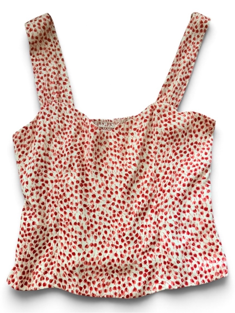Reformation Cream Tank Top with Red Print-NWOT